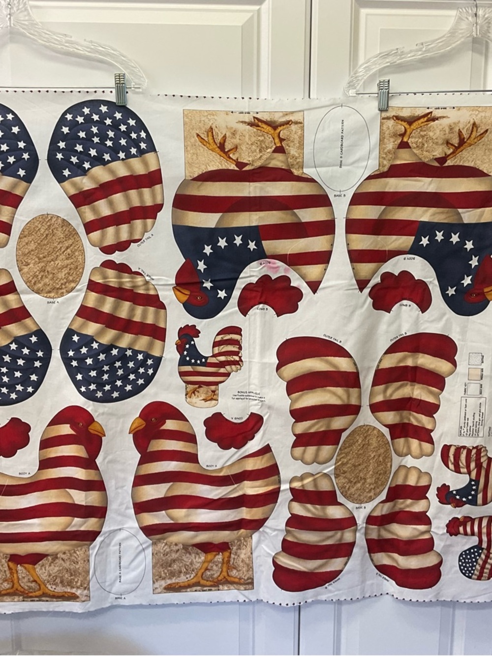 Daisy Kingdom Yankee Doodle Doo Doll Roosters Cut & Sew Fabric Panel